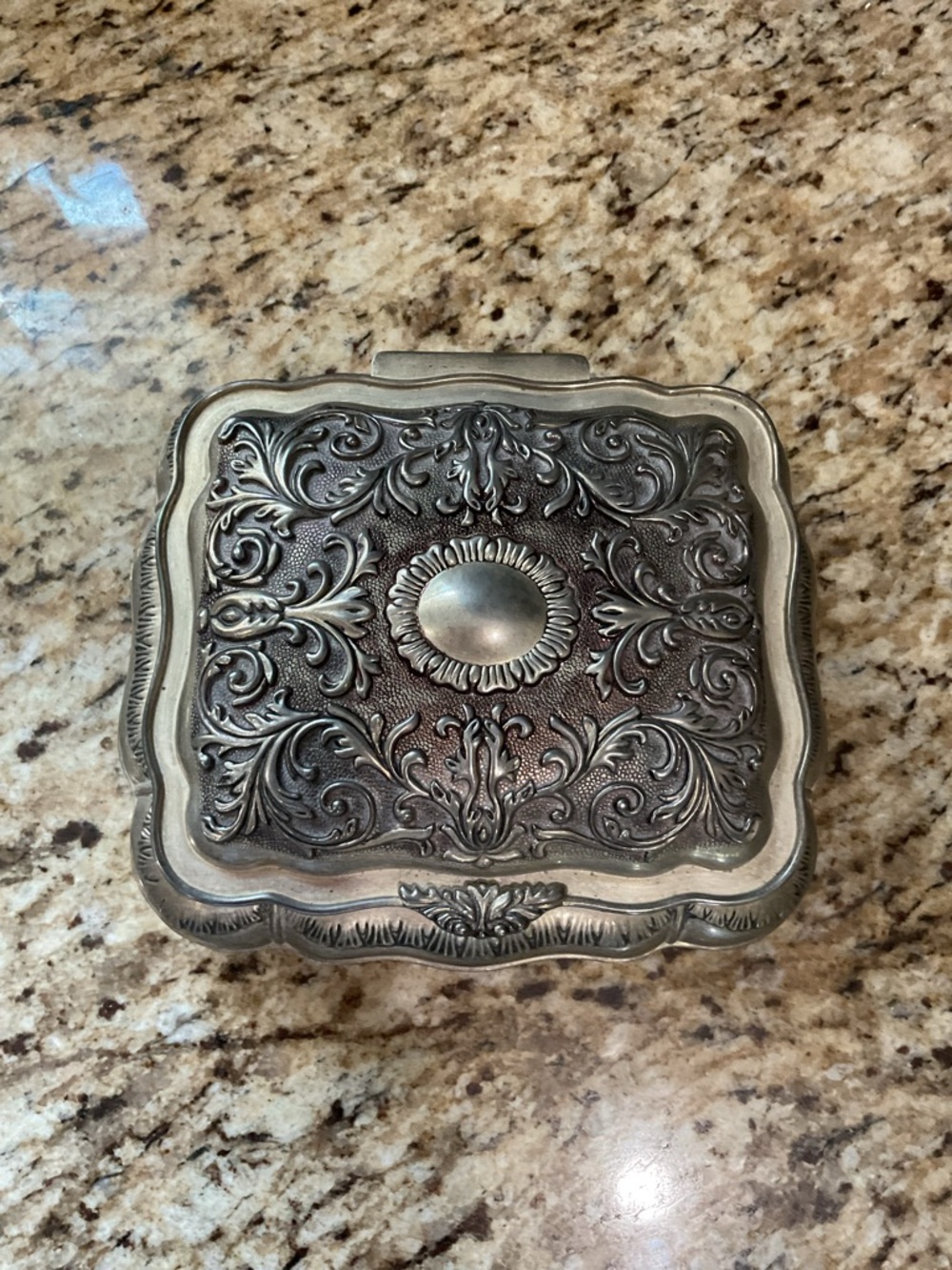 Godinger silver Ornate Floral Embossed Decorative Trinket Box